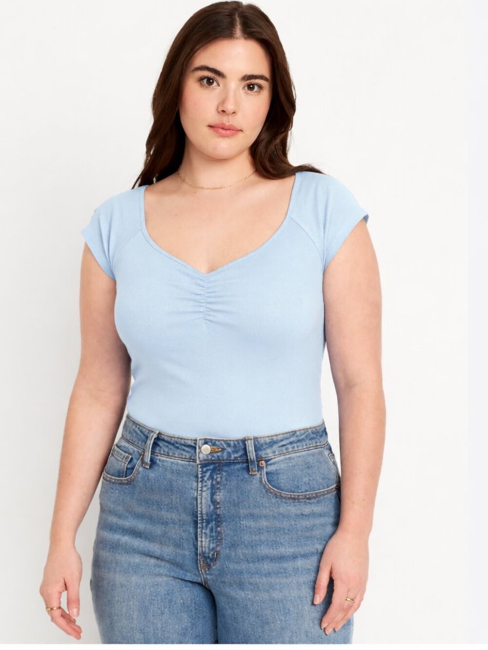 Old Navy Sweetheart Neck Ribbed Knit Top Pale Blue XXL